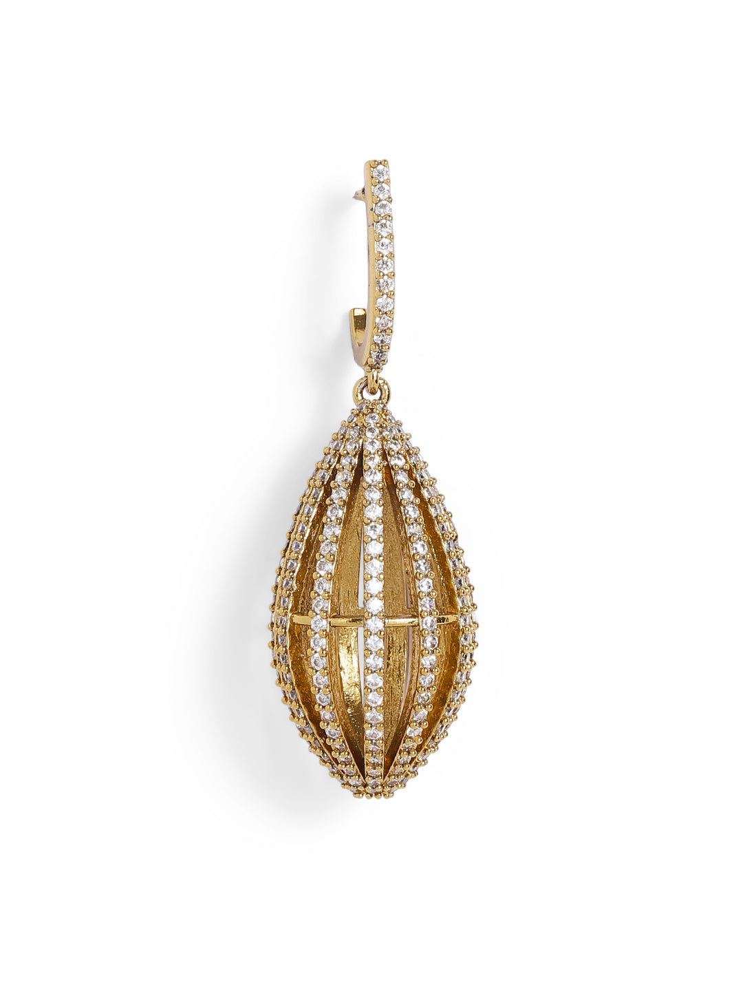 White Colour Gold Plated AD Drop Earring