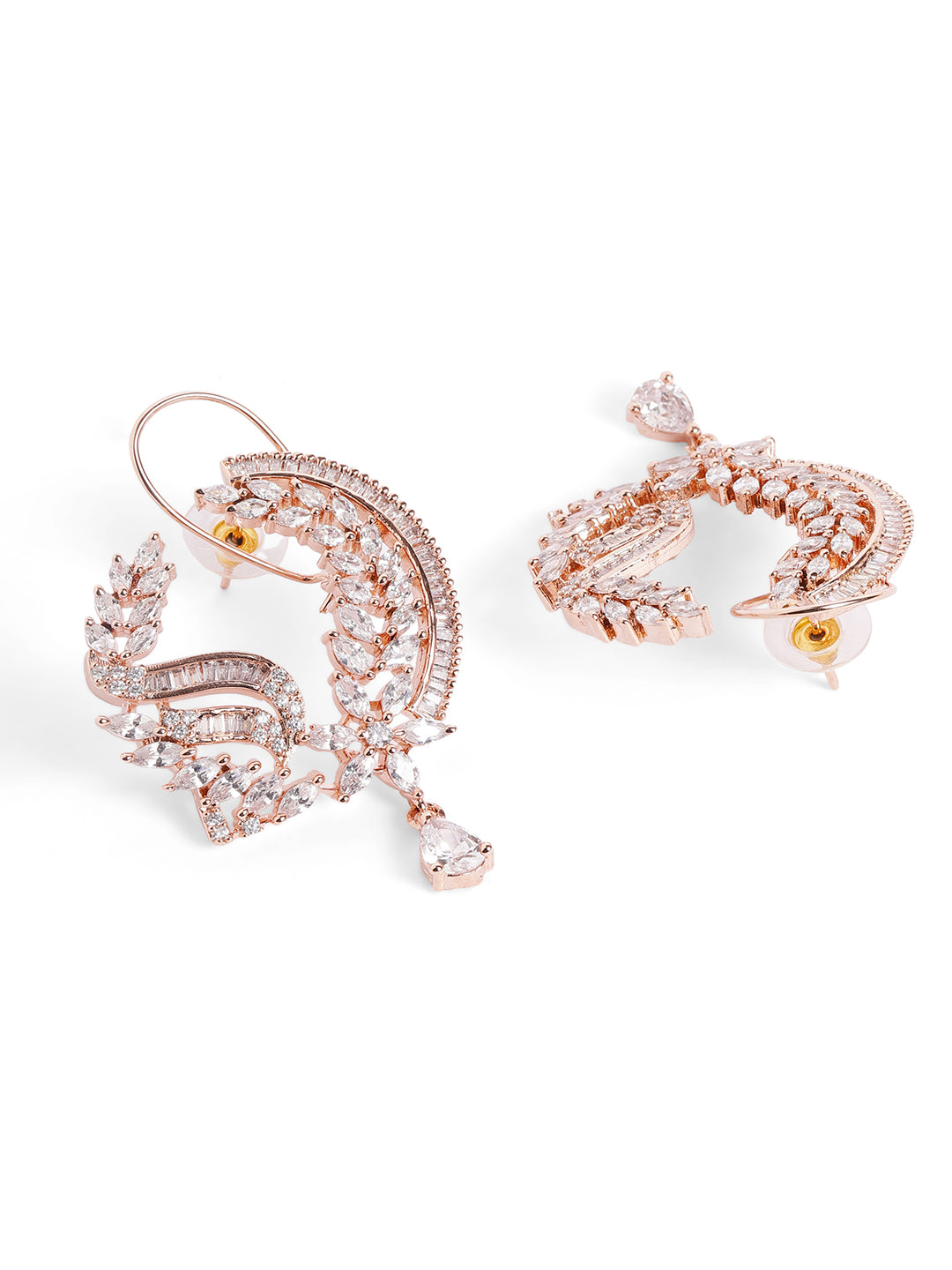 White Colour Rose Gold Plated AD Studs Earring