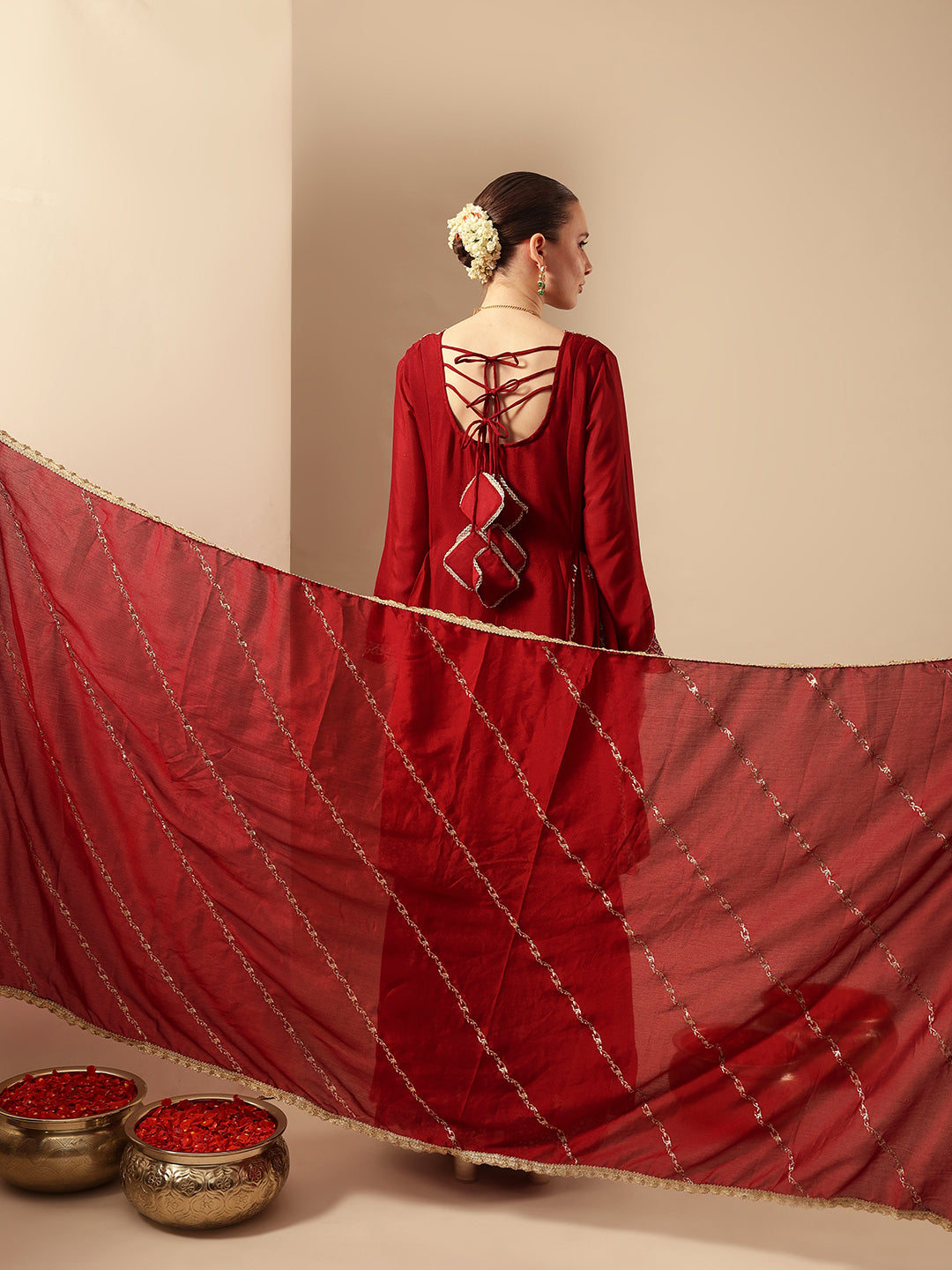 Rich Red Embroidered Kurta and sharara set