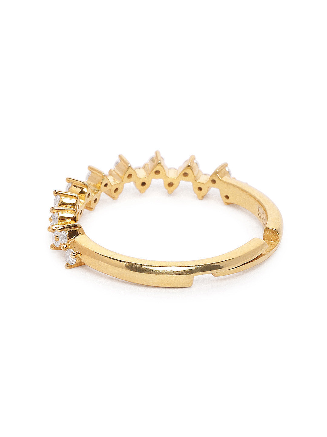 925 Silver Gold Plated Zircon Studded Ring