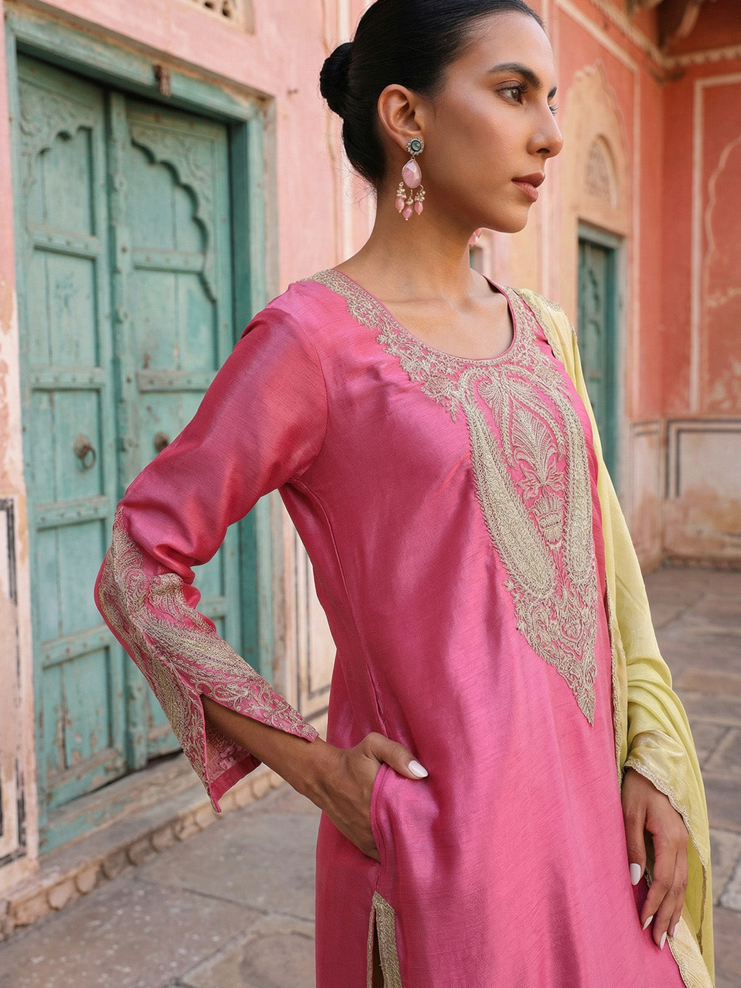 Rich Pink  Straight Kurta sets