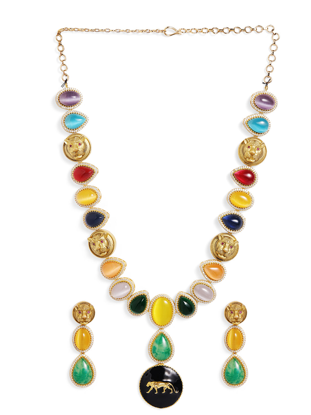 Multi Colour Gold Plated Jewellery Set
