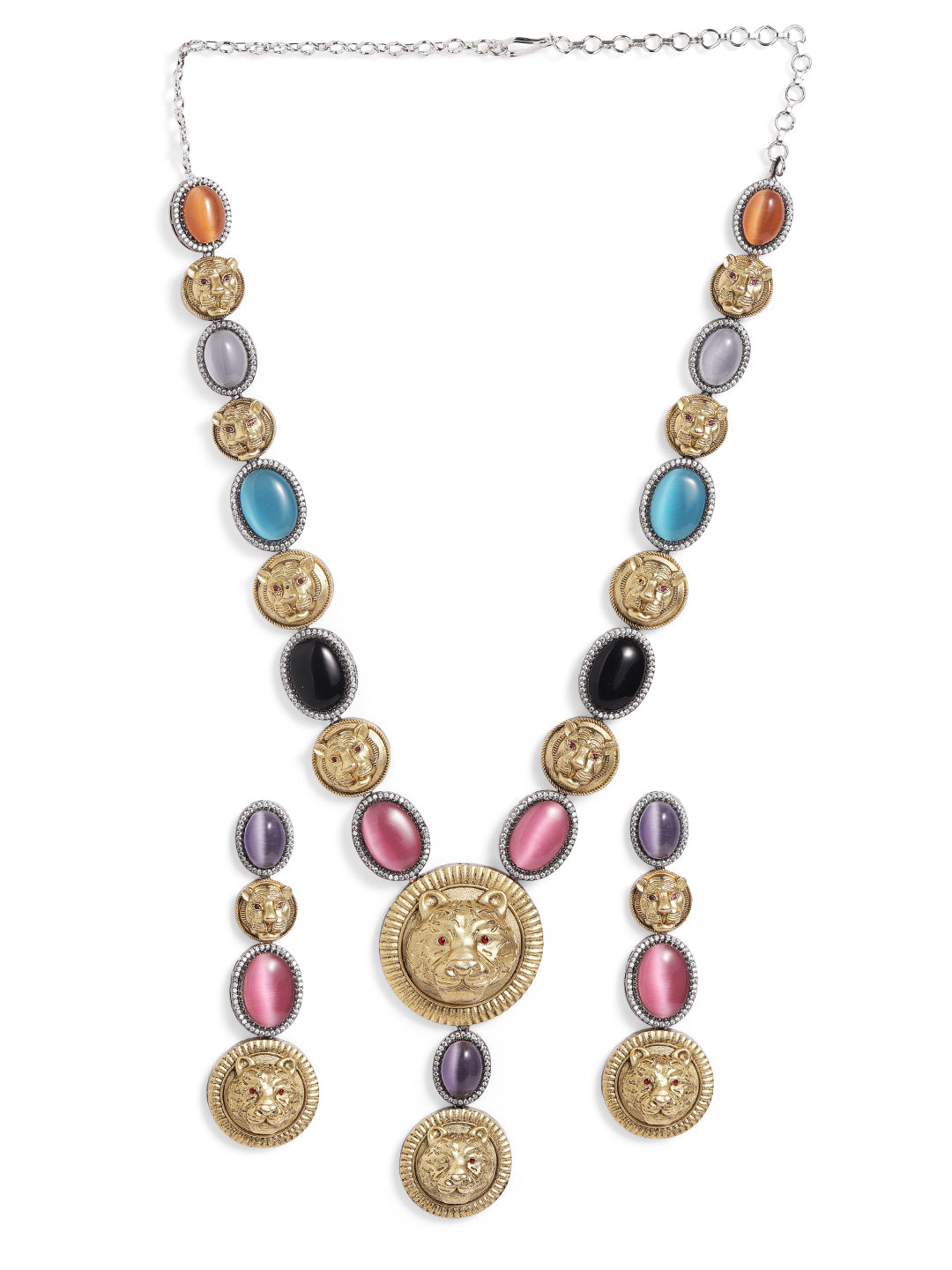 Multi Colour Gold Plated Jewellery Set