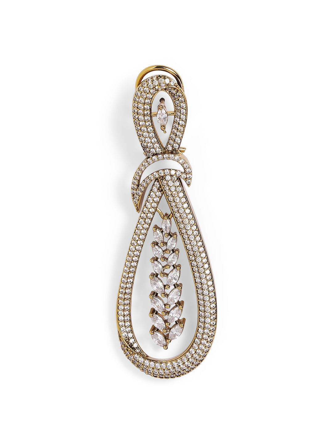 White Colour Gold Plated AD Drop Earring