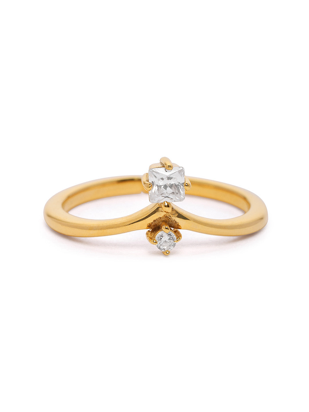 925 Silver Gold Plated Zircon Ring