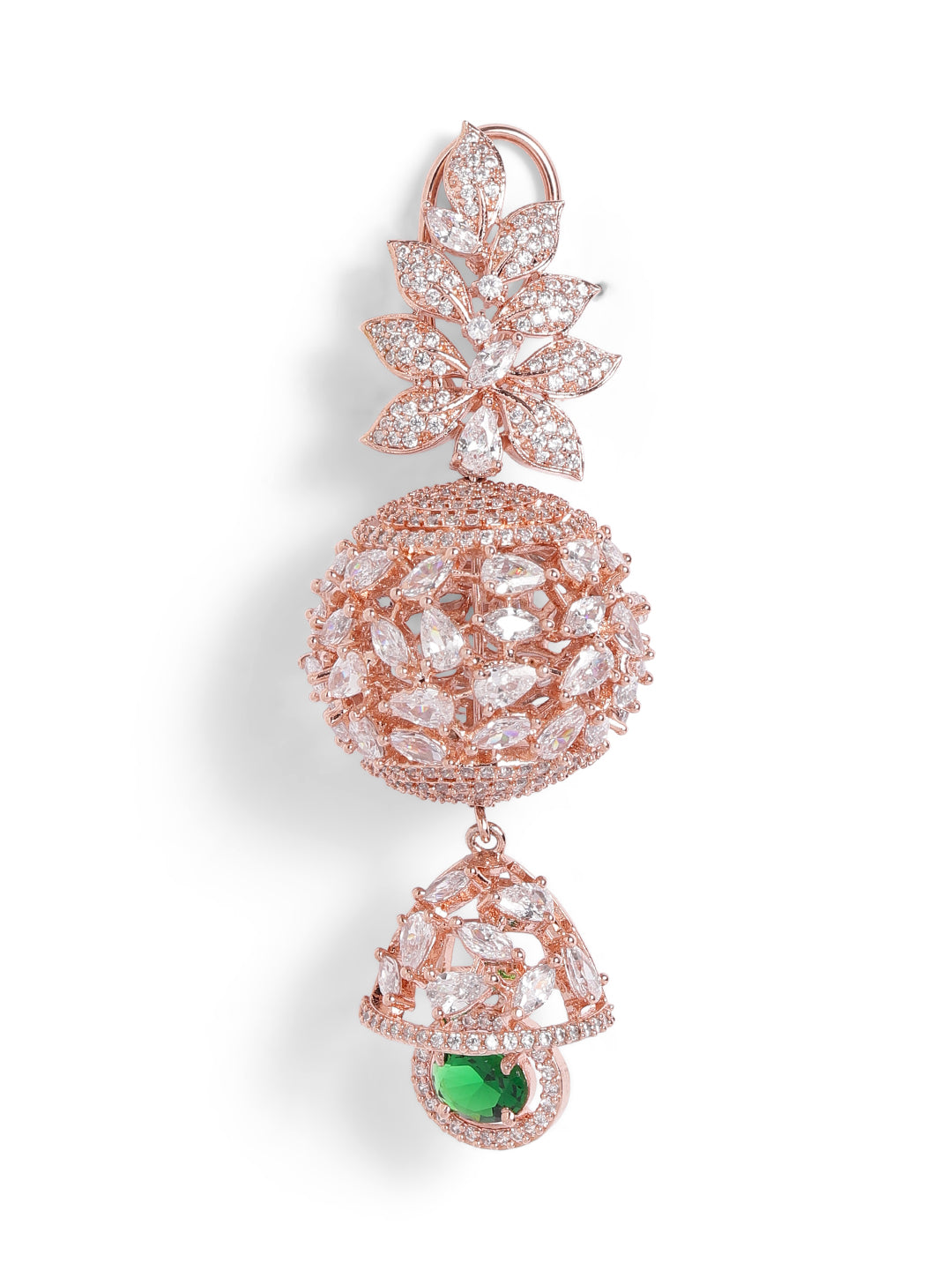 White Colour Rose Gold Plated AD Drop Earring