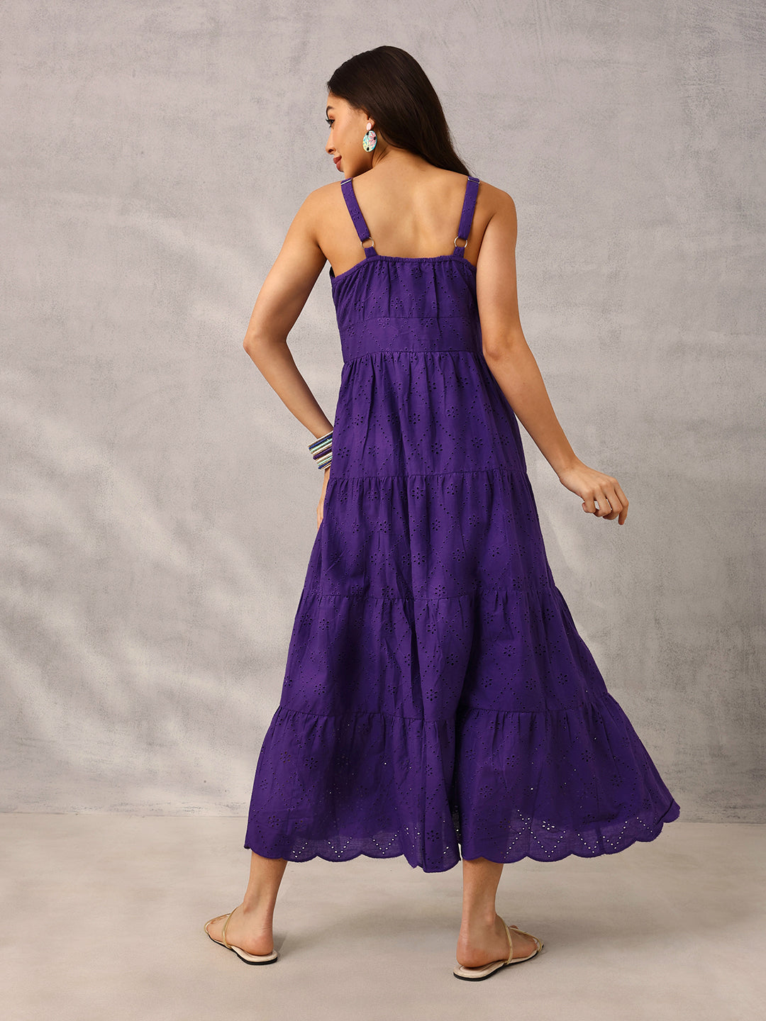 Purple Smart  Casual Schiffli Maxi Dress