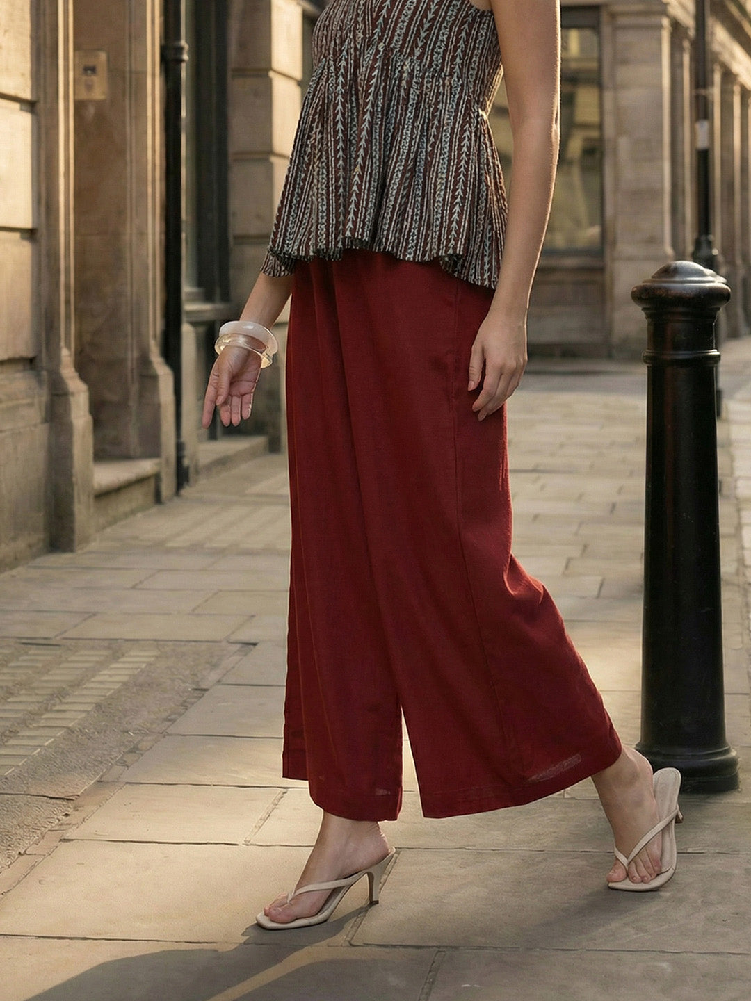 Comfy Maroon Flared Trouser