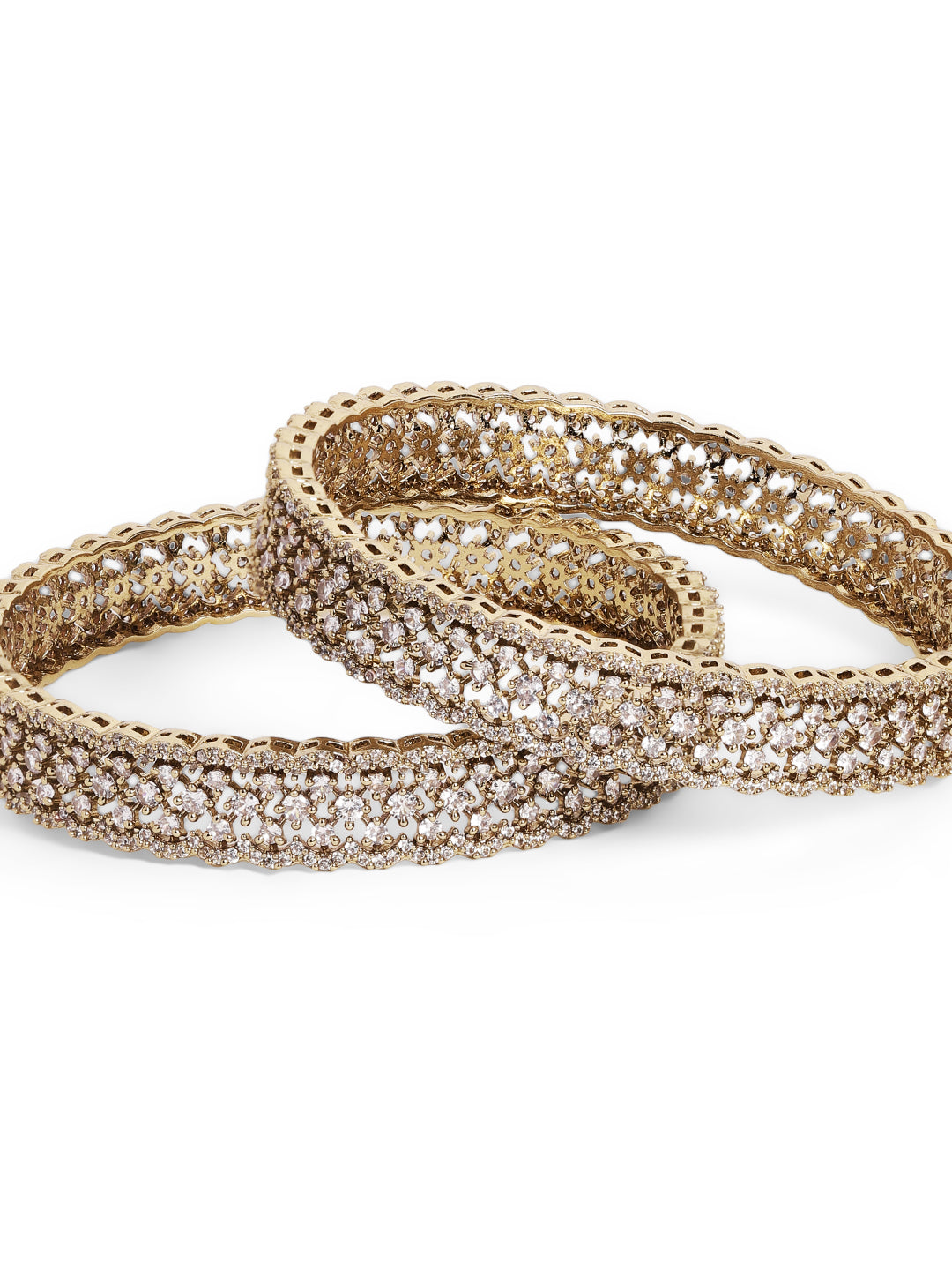 Ishin White Colour Gold Plated American Diamond Bangle