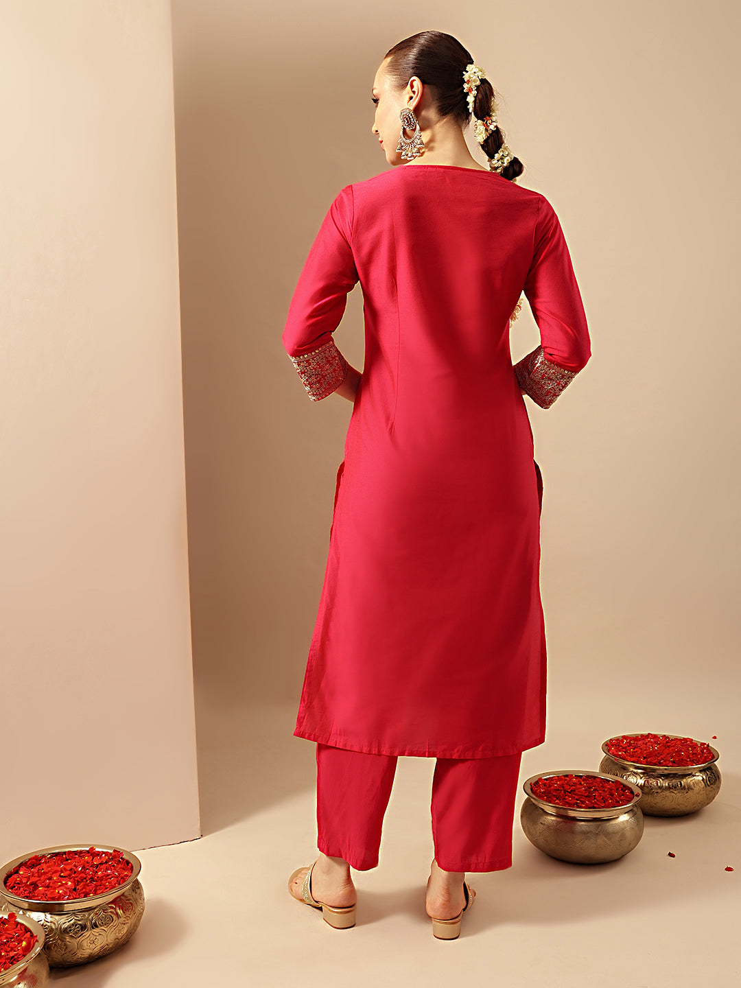 Rich Rani Red Straight Kurta Sets