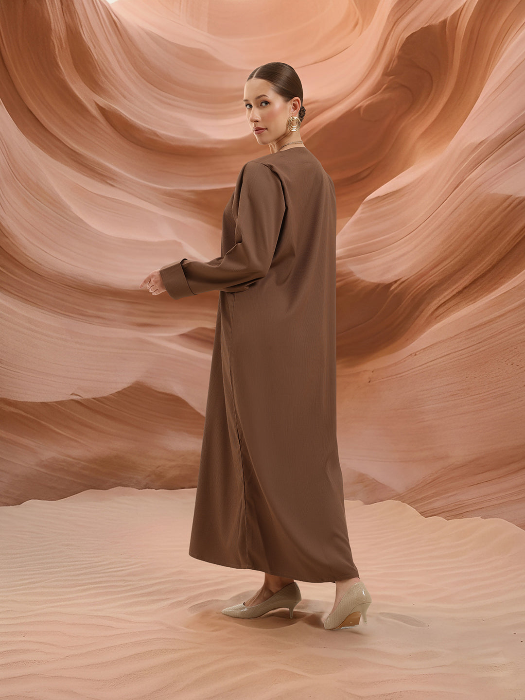 Rich Crinckle Cotton Crinckled Regular Abaya with Hijab