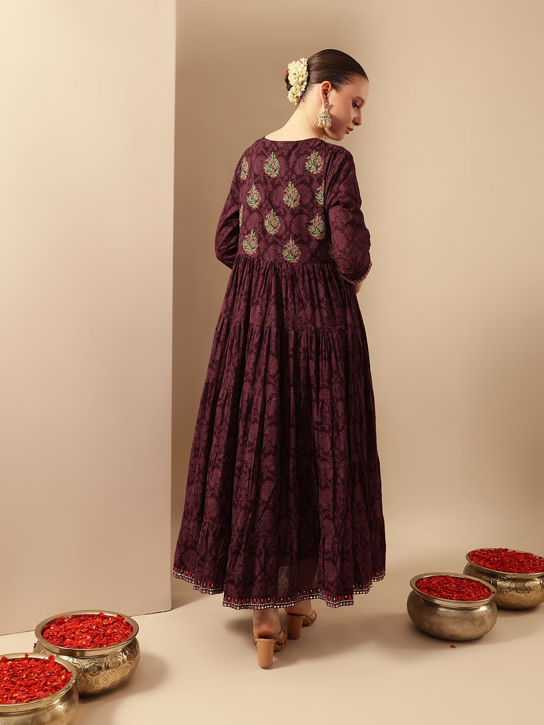 Comfy Wine Flared Dresses