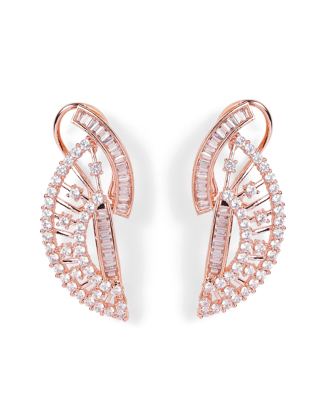 White Colour Rose Gold Plated AD Drop Earring