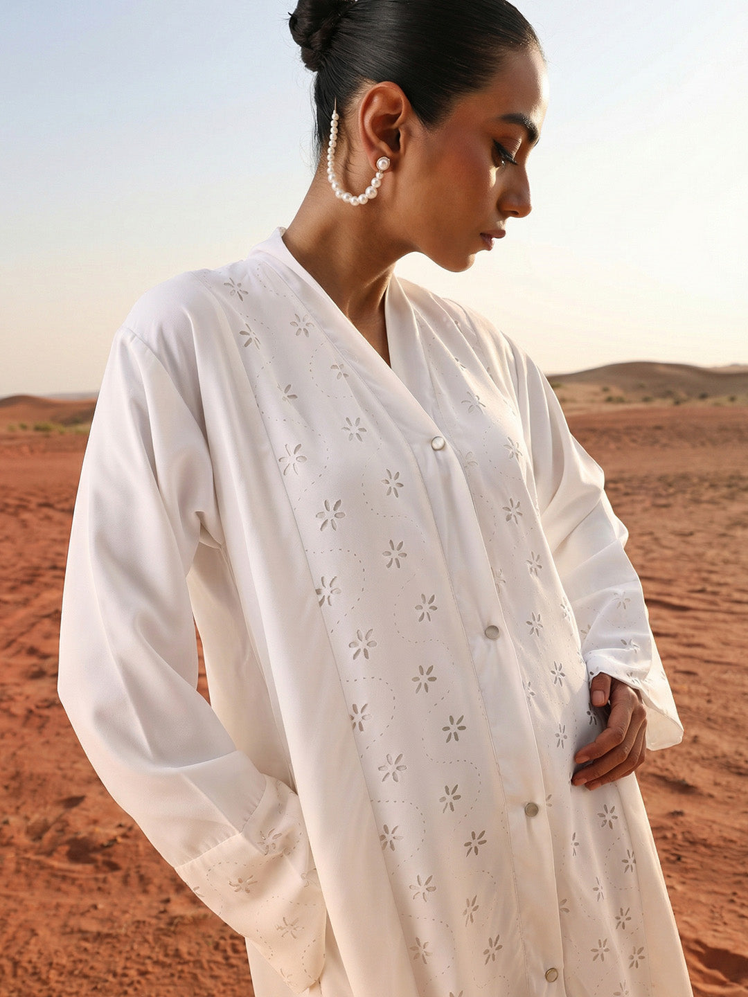 Rich Offwhite Relaxed Abaya With Hijab