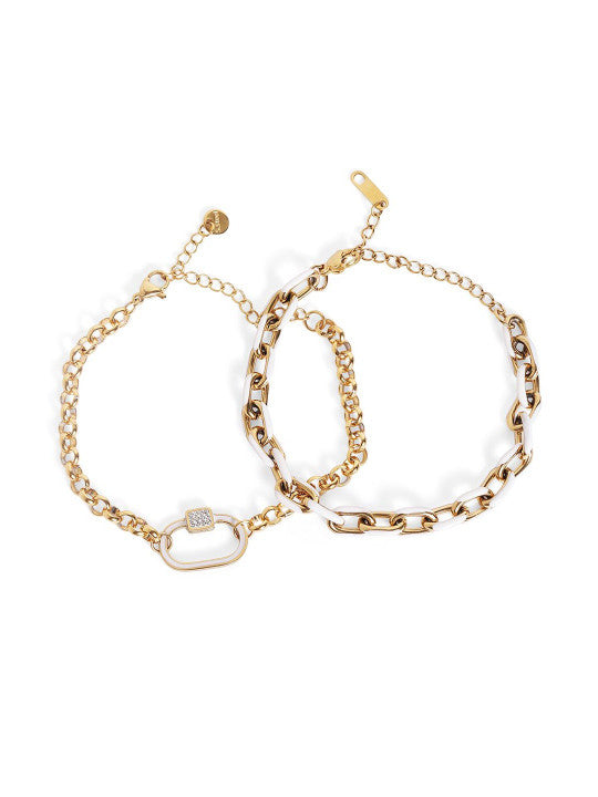 Ishin White Colour Gold Plated Artificial Stones And Beads Armlet