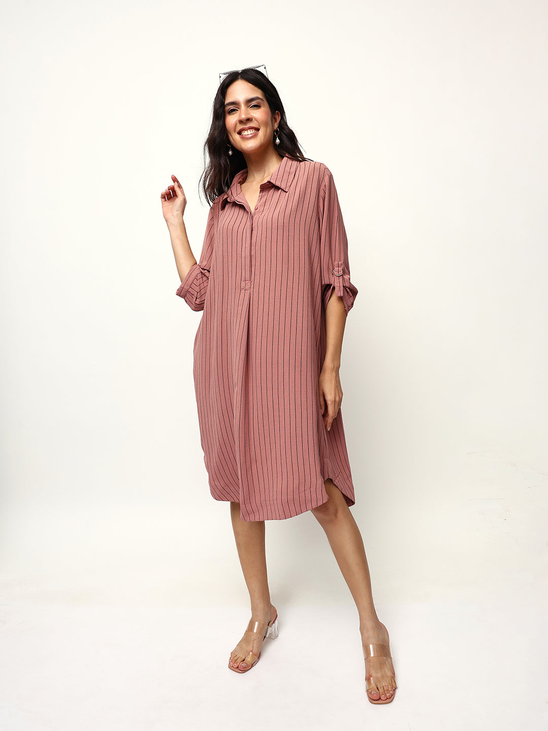 Comfy Rust   Relaxed Dresses|INWDRAW25511_RS