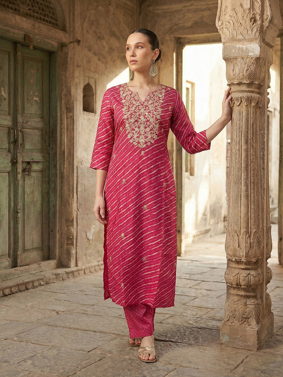 Comfy Pink Ananda Embroidered Kurta sets