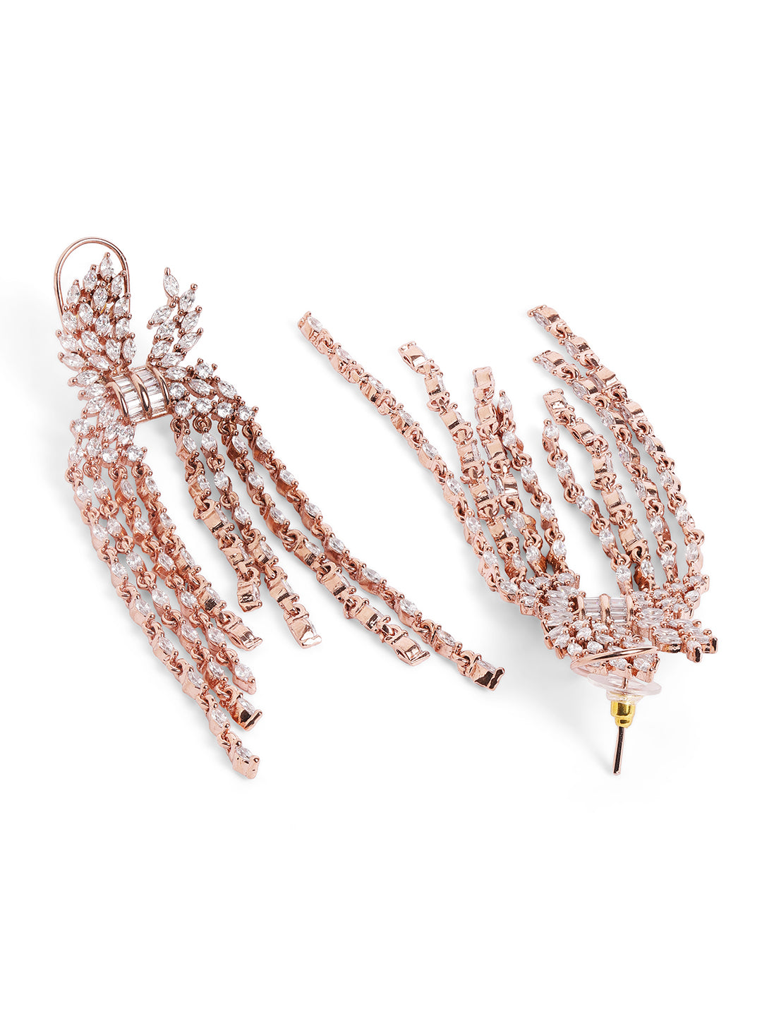 White Colour Rose Gold Plated AD Drop Earring