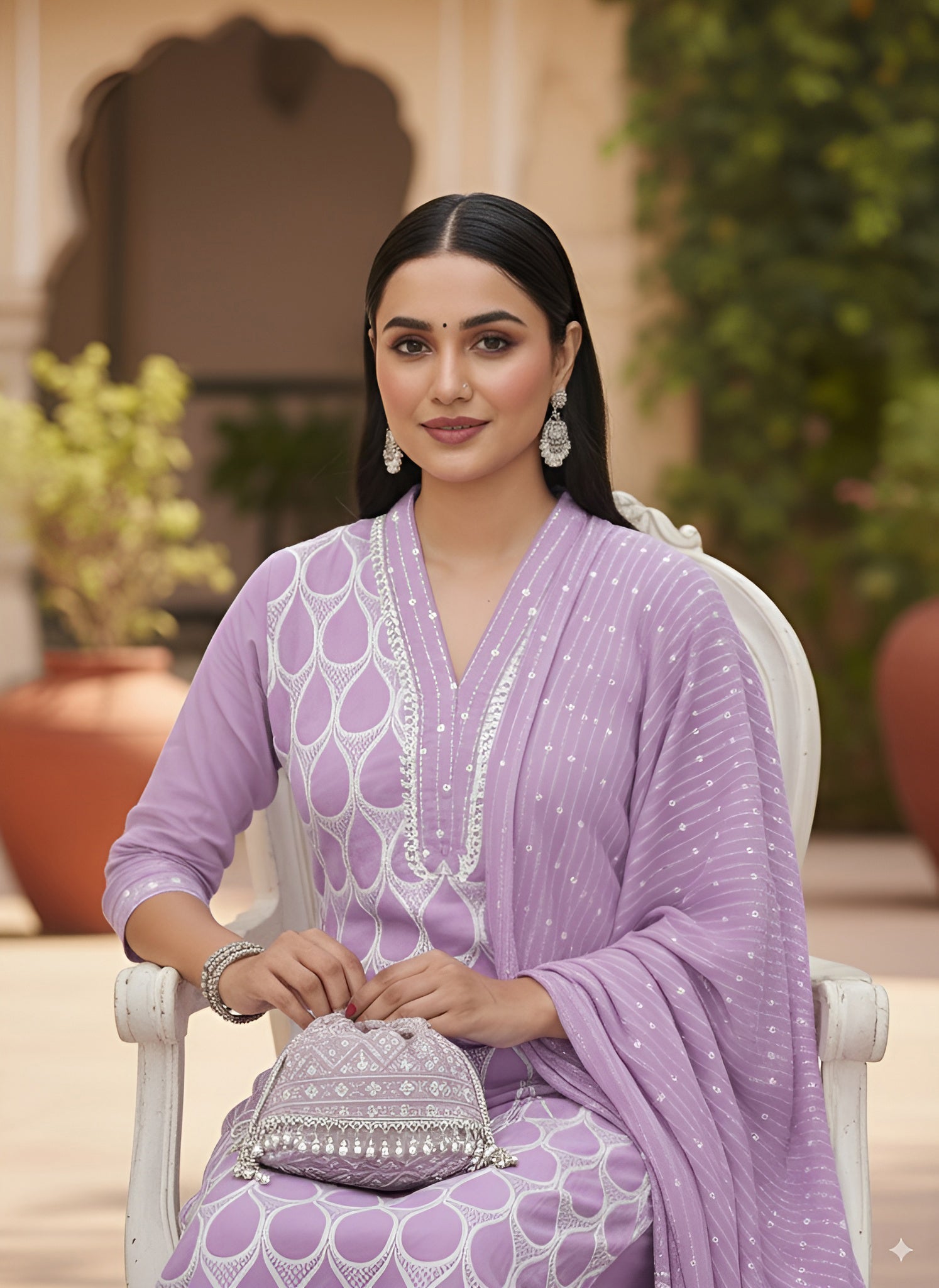 Ishin Women Purple Cotton 3Pcs Kurta Set