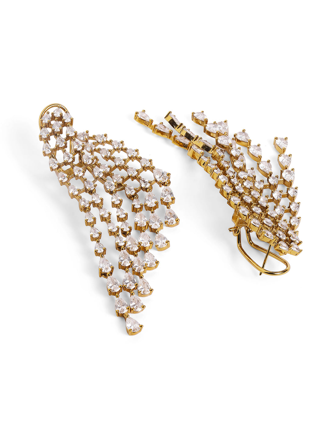 White Colour Gold Plated AD Drop Earring