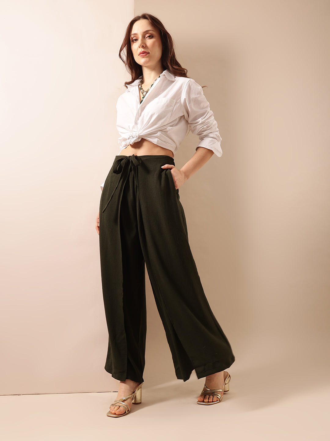 Comfy Olive green  Flared Trouser