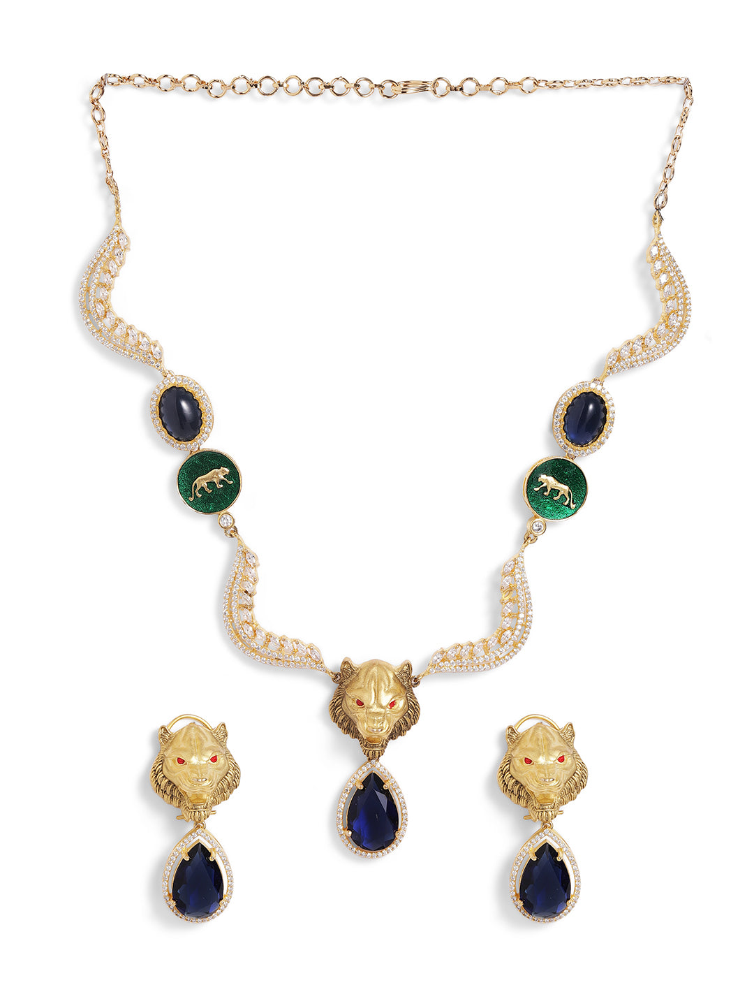 Multi Colour Gold Plated AD Jewellery Set