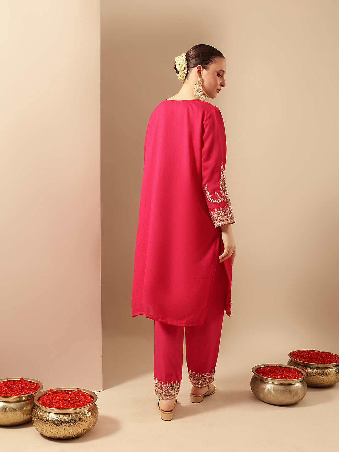 Rich Pink A Line Kurta Sets