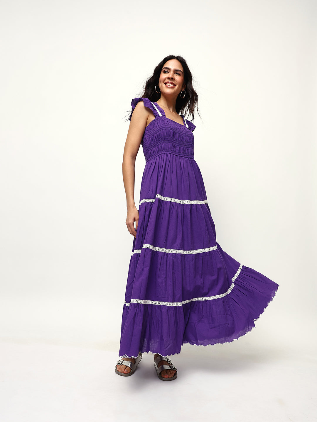 slim fit dress slacks Luxe Plum Sleeveless Mikado Fit And Flare Midi Dress With V-Back