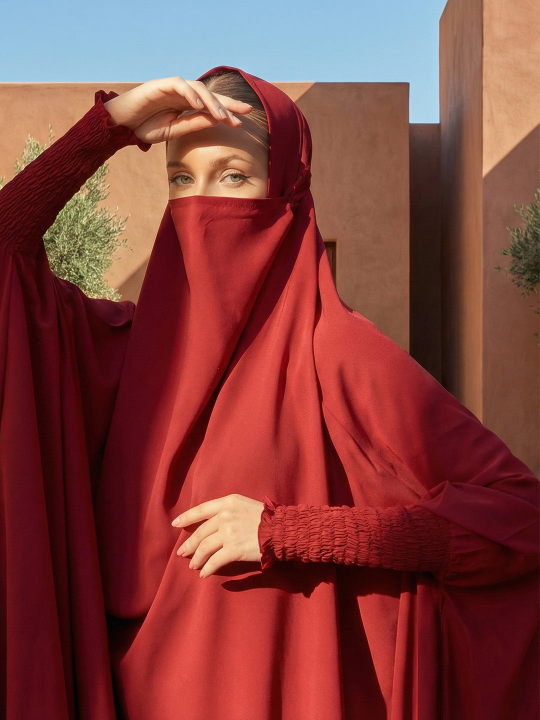 Rich Burgundy Relaxed Abaya