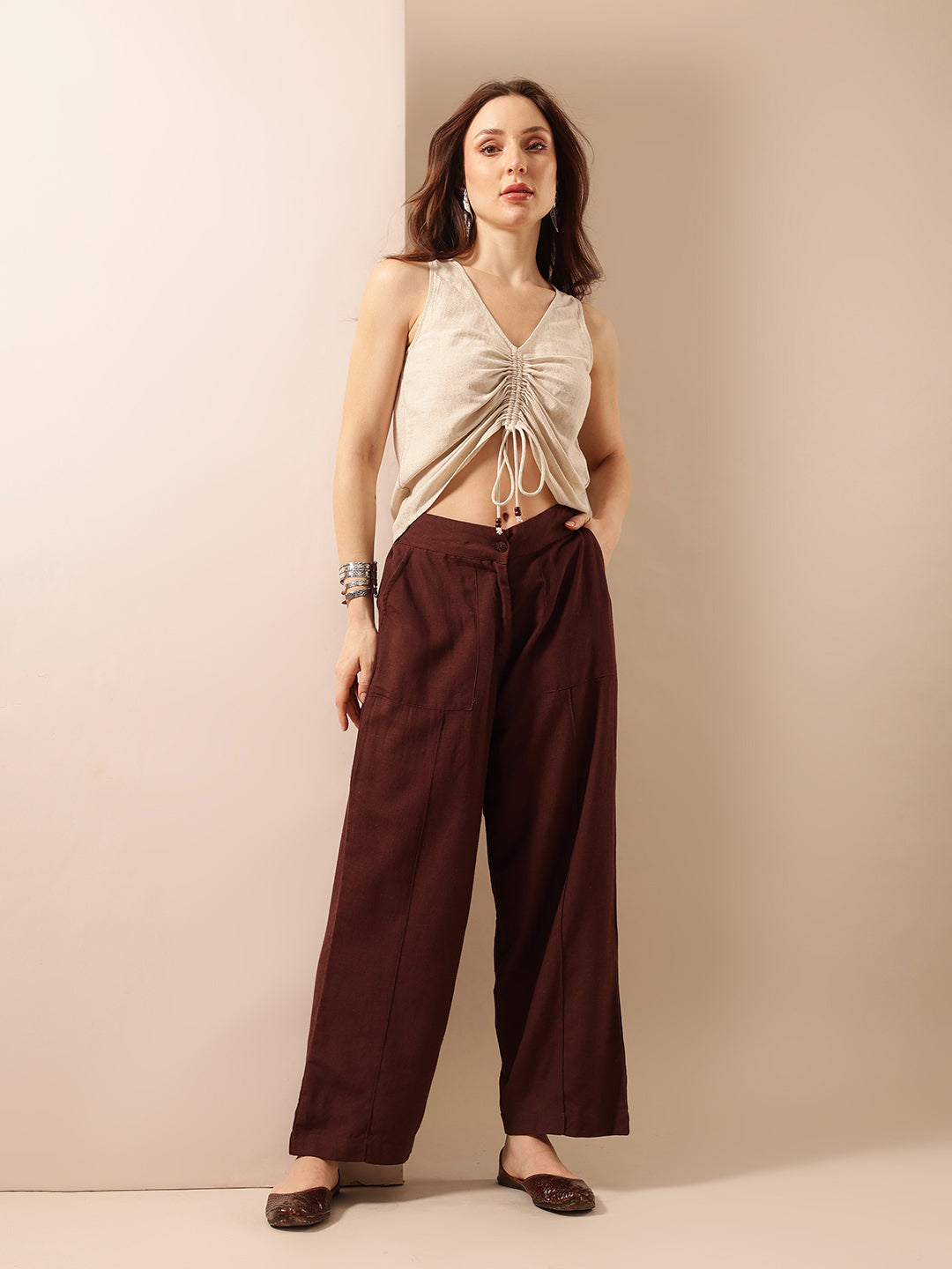 Comfy Brown  Flared Trouser