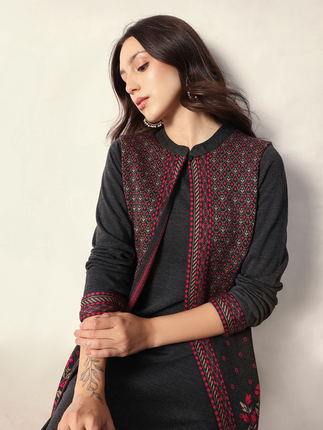 Woven Design Jacquard Kurta Straight Fit Kurta