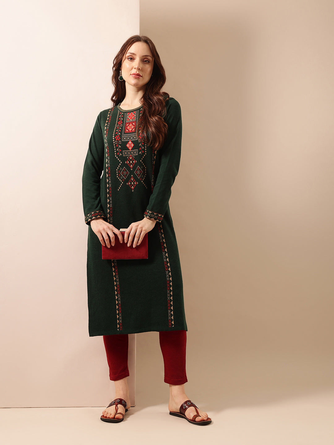 Comfy Bright Green Regular Kurtas