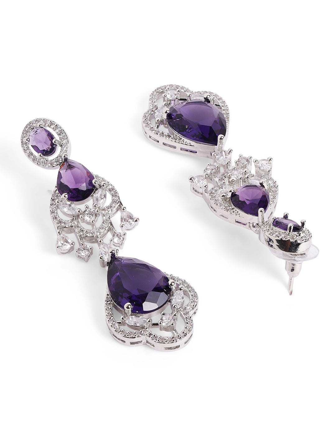 Emethyst Colour Silver Plated AD Jewellery Set