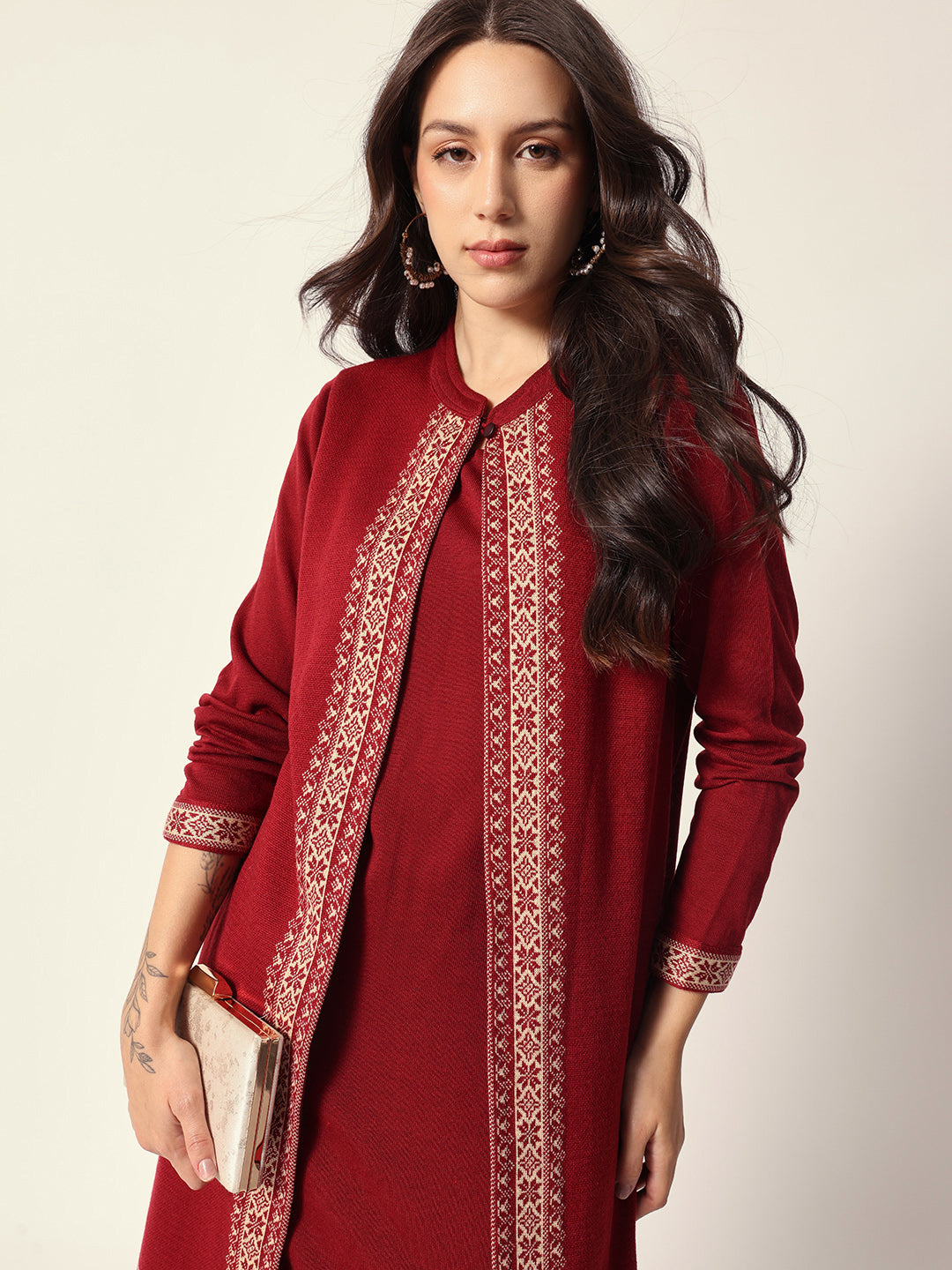 Woven Design Jacquard Kurta Straight Fit Kurta
