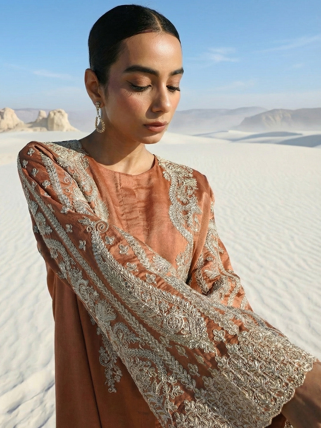 Rich Rust Relaxed  Embroidered Abaya