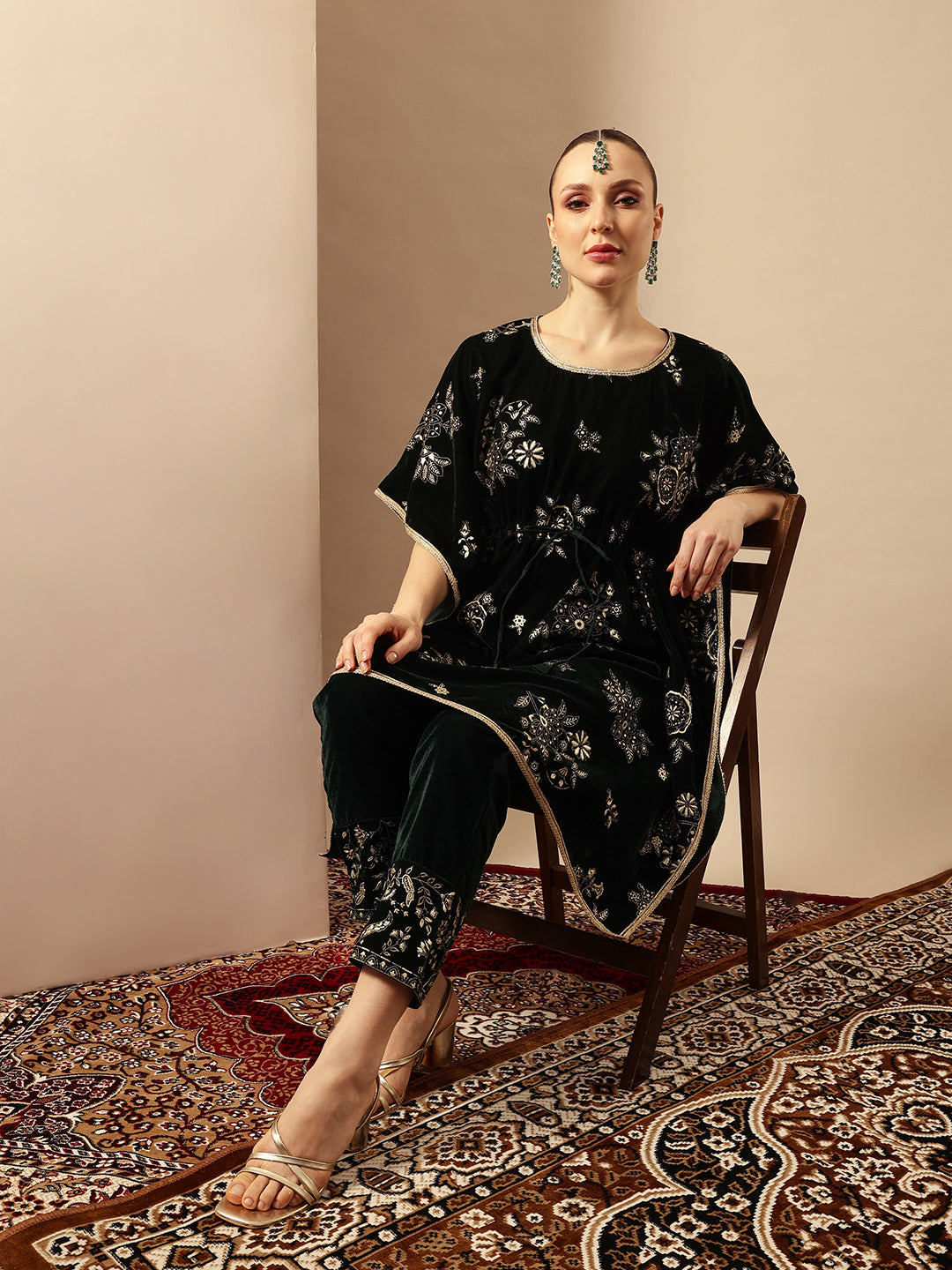 Rich Dark Green Kaftan Set Co-ords