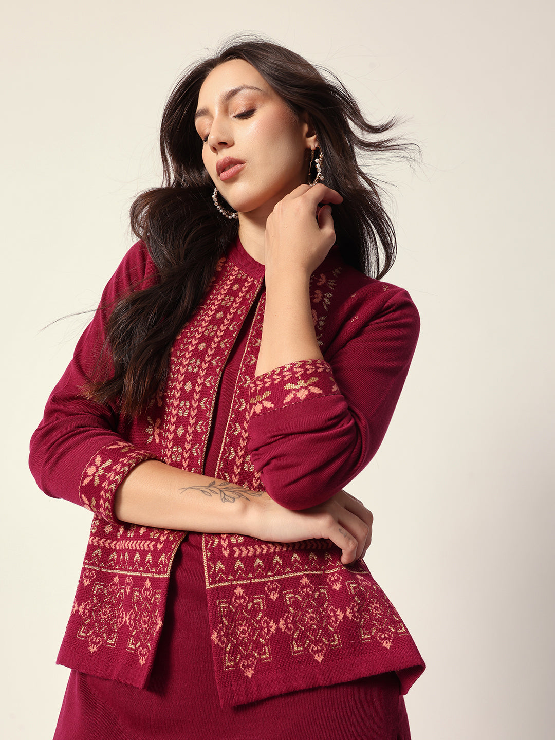 Woven Design Jacquard Kurta Straight Fit Kurta