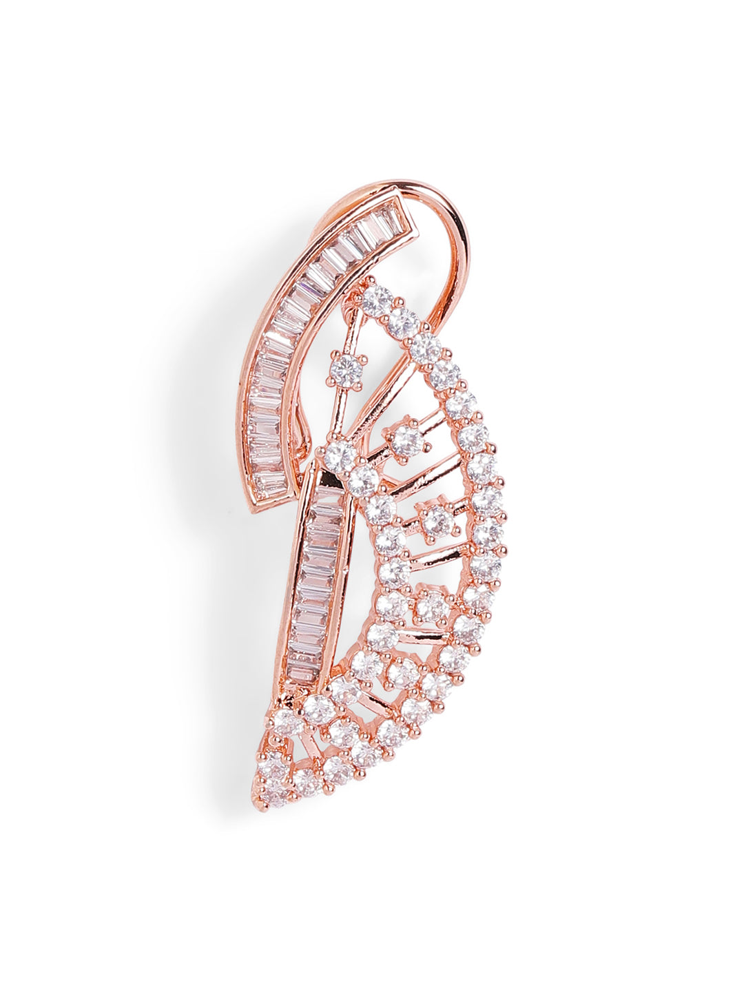 White Colour Rose Gold Plated AD Drop Earring
