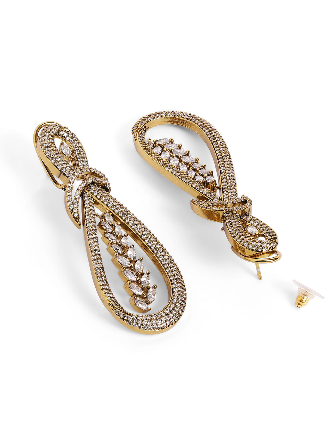 White Colour Gold Plated AD Drop Earring