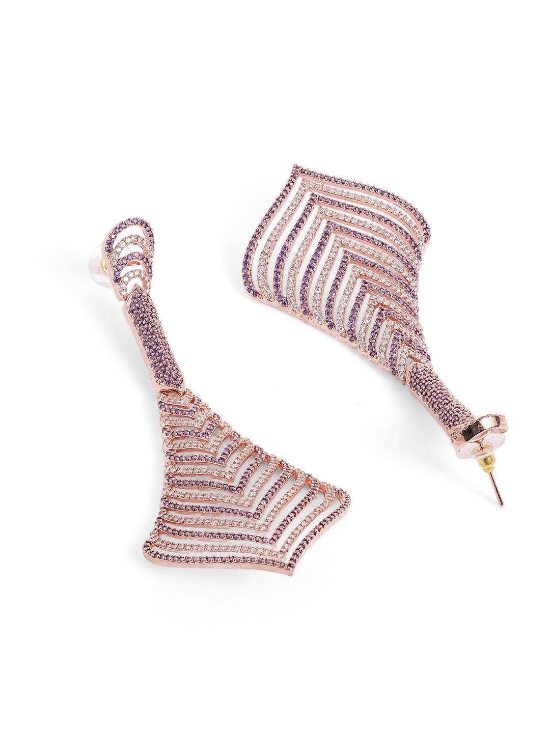 Purple Colour Silver Plated AD Drop Earring