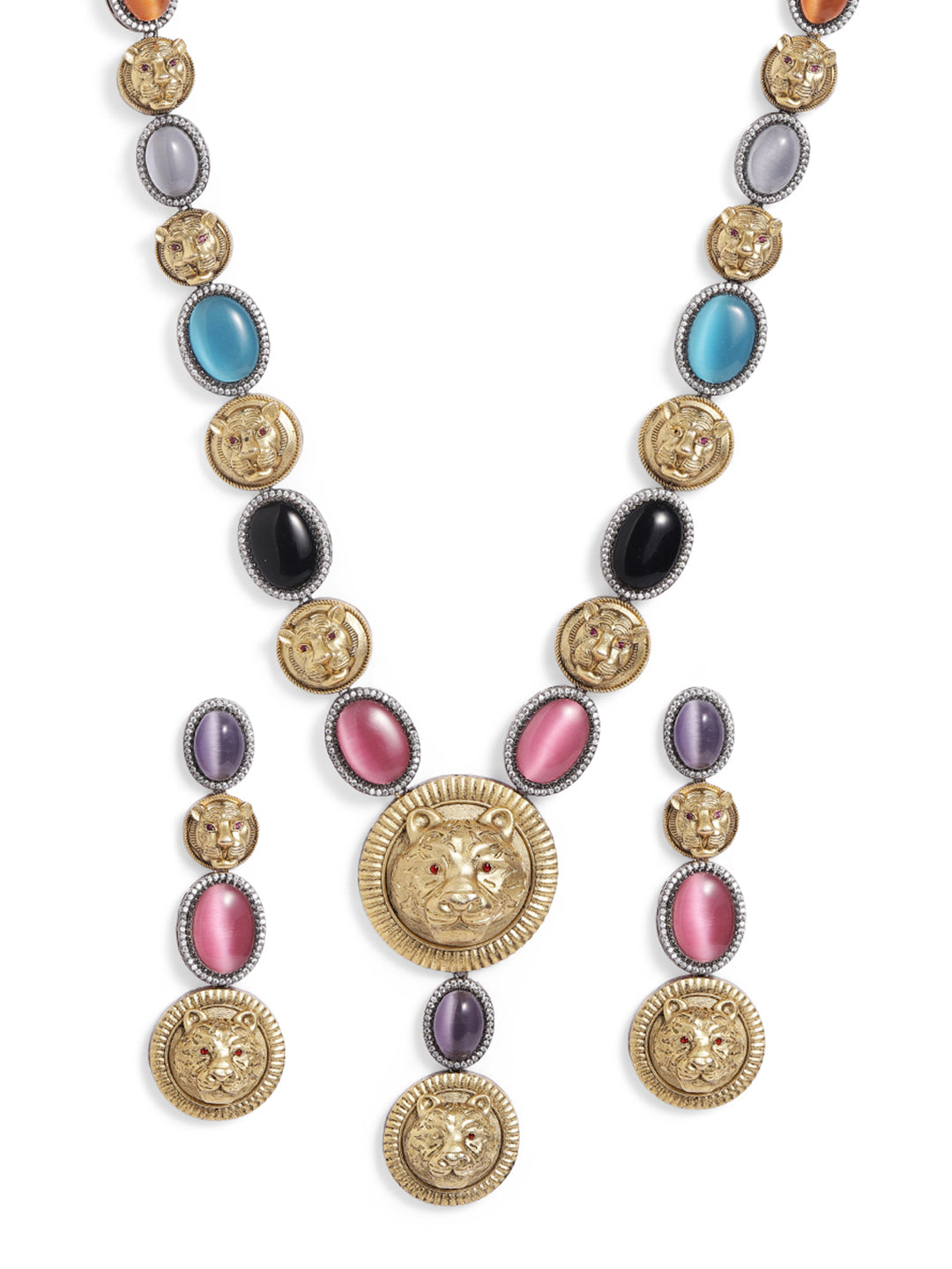 Multi Colour Gold Plated Jewellery Set
