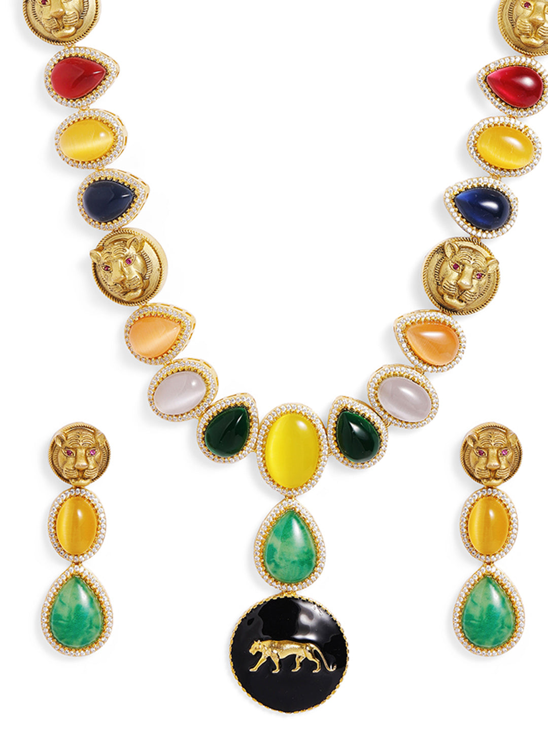Multi Colour Gold Plated Jewellery Set