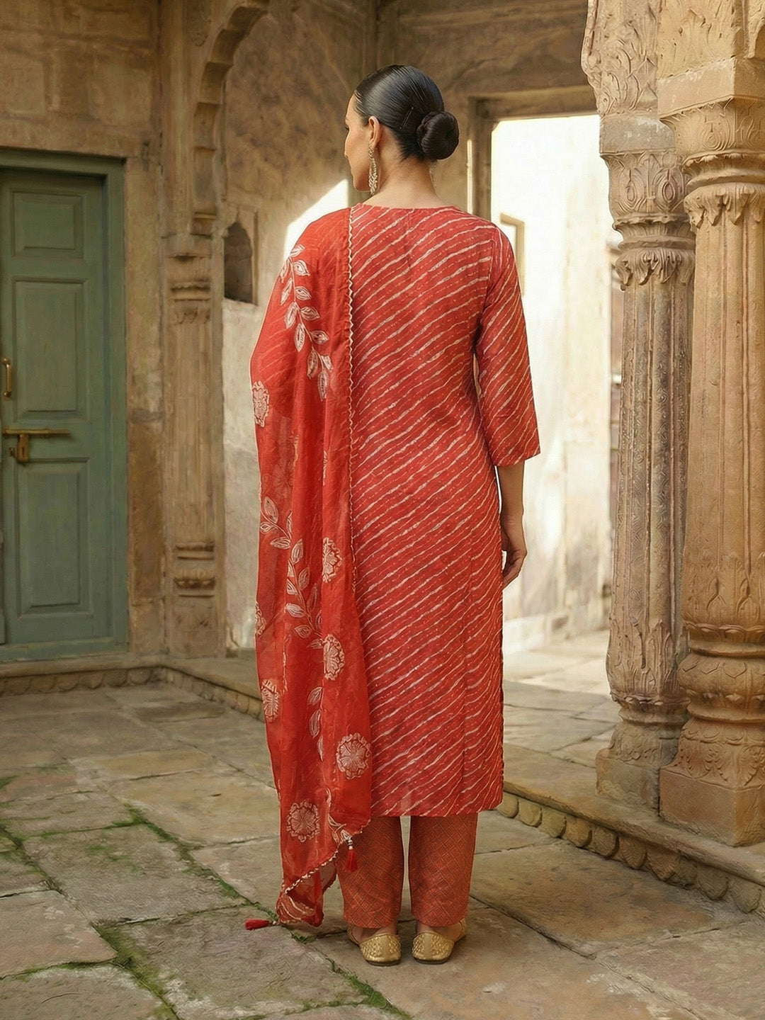 Comfy Orange Ananda Embroidered Kurta sets