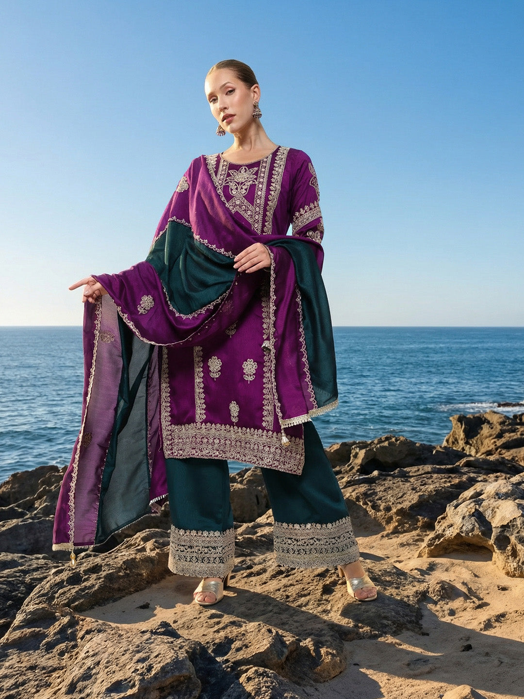 Rich Purple Straight Kurta sets