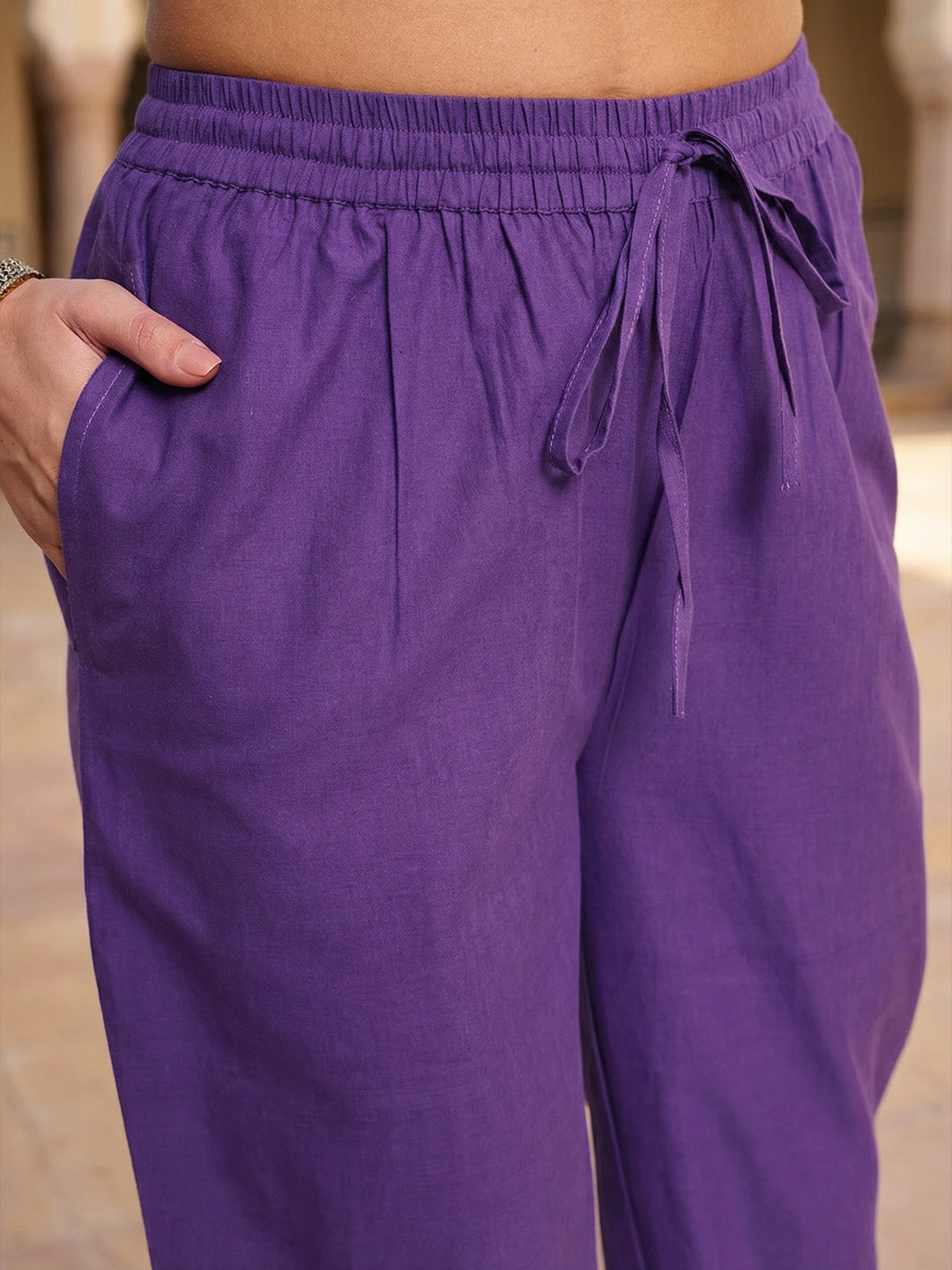 Rich Purple Embroidered A- Line Kurta sets