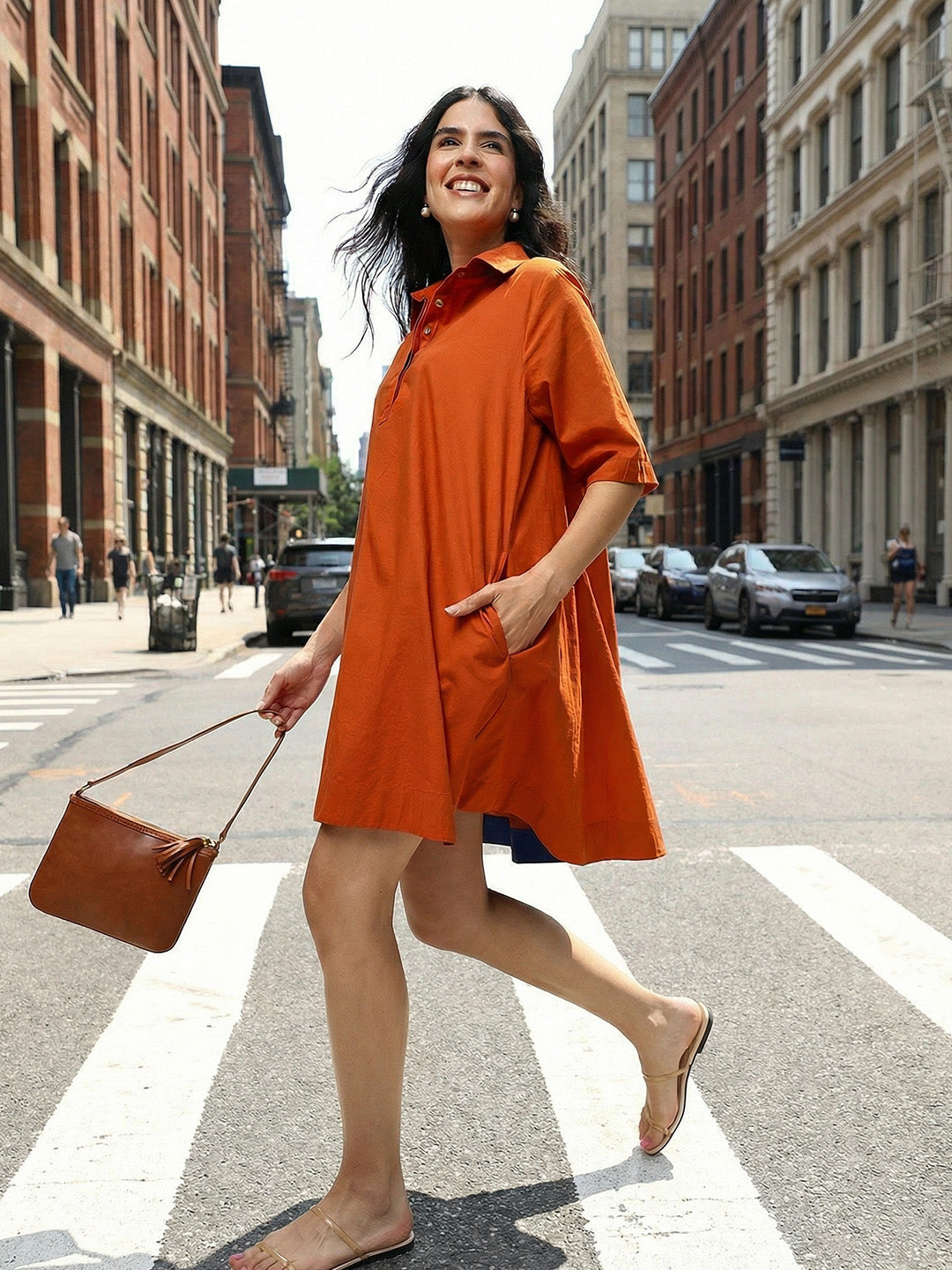 Comfy Rust A Line Dresses
