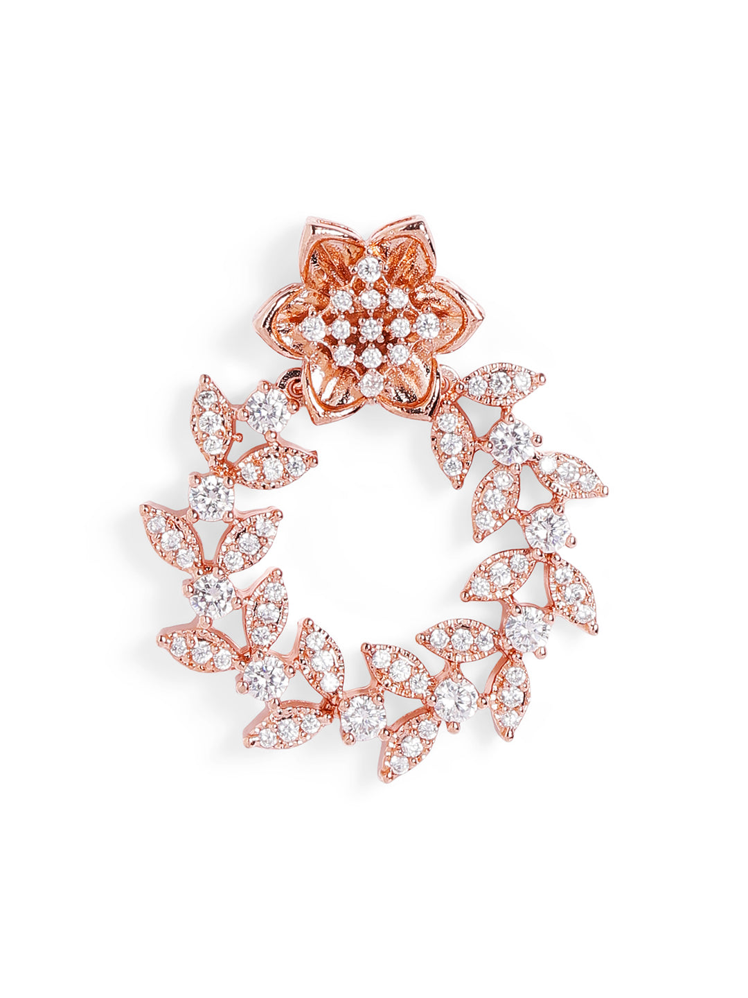 White Colour Rose Gold Plated AD Studs Earring