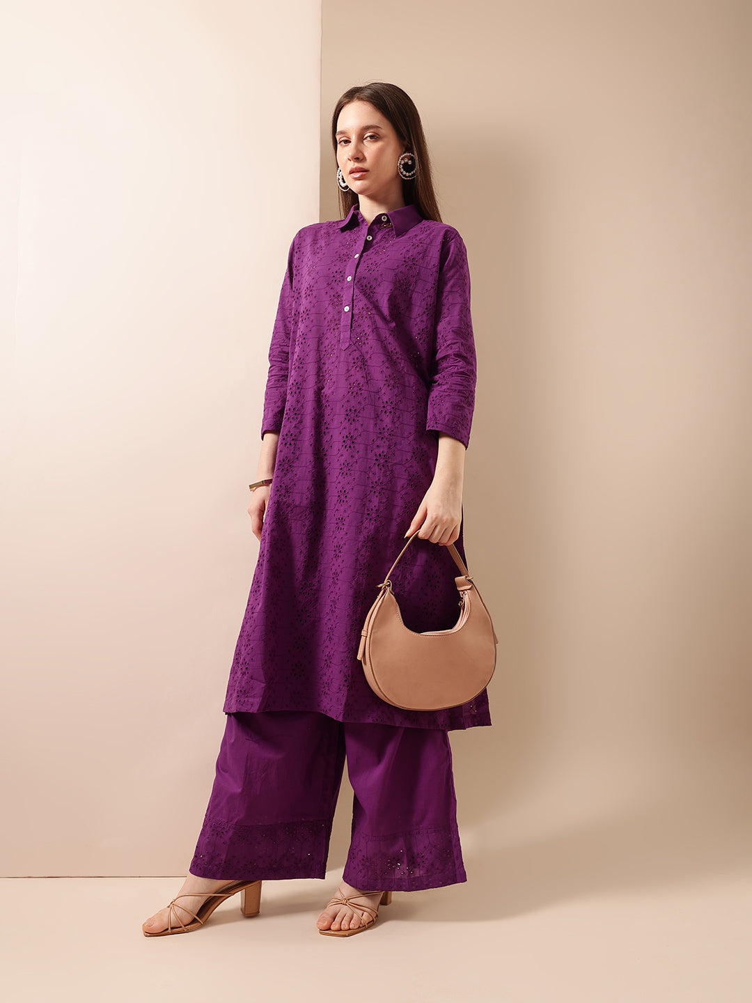 Graceful Purple A Line Kurta Sets