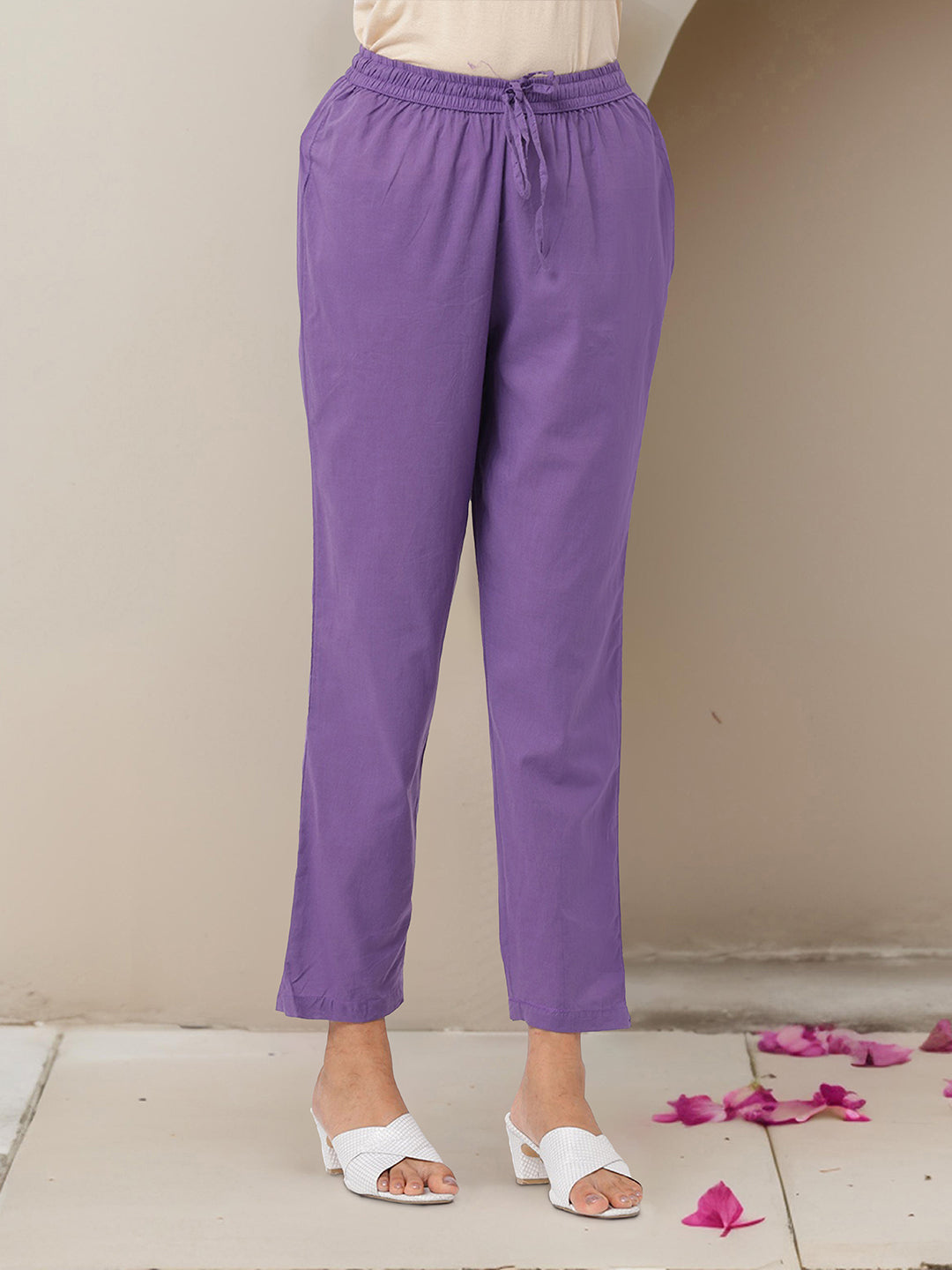 Comfy Purple Cotton Bandhani Printed A-line Fit  Kurta Set