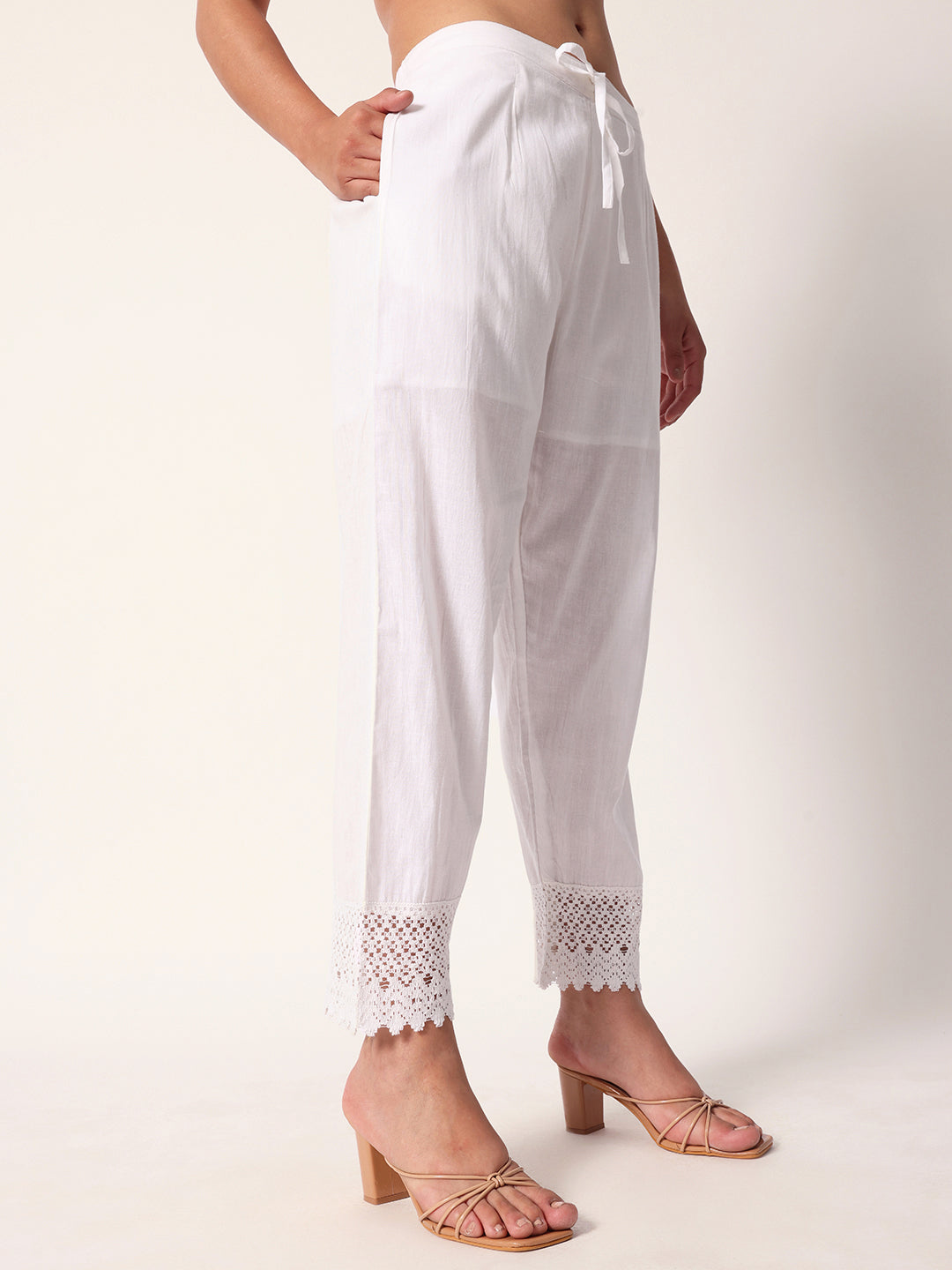 Graceful White cotton shiffly hand painted straight fit kurta set with dupatta